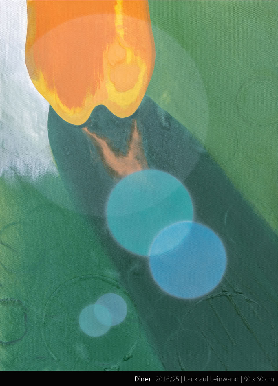 Diner - COURAGE IS REWARDED! The painting was already hanging more than a while in the exhibition room and then it had to go back to the studio again ... et voilà: MUT WIRD BELOHNT!